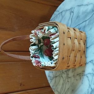 Longaberger 4" Hanger Basket w Fruit Material Liner